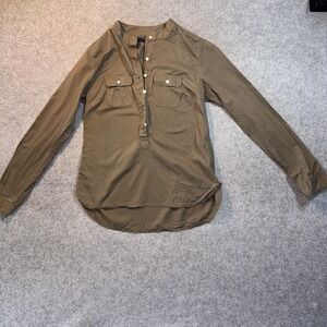 Gap Utility Henley Popover Shirt XS Olive Green Cotton Long Sleeve
